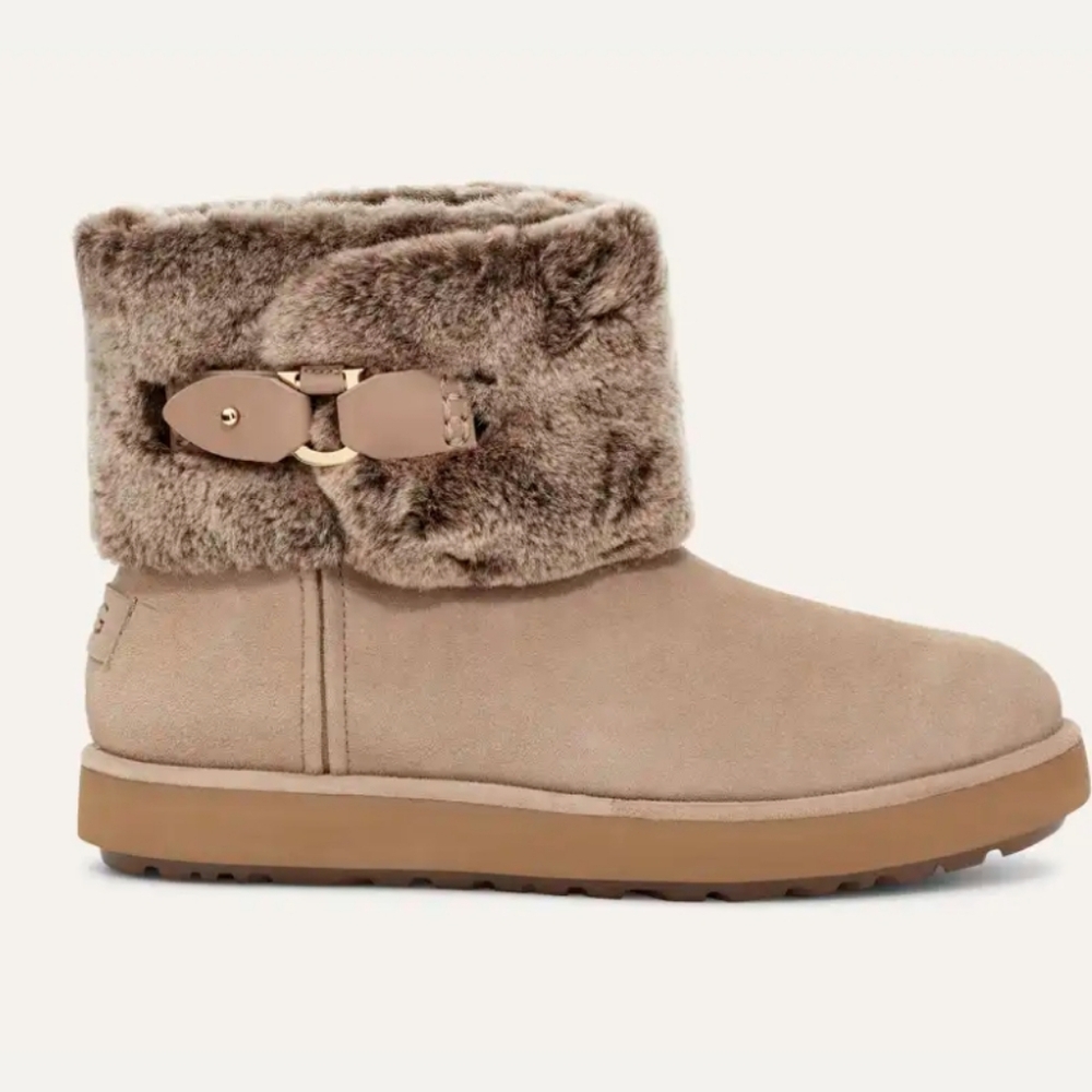 Ugg Classic Berg Brisa Sheepskin Mini Suede Boots Designer Luxury #170